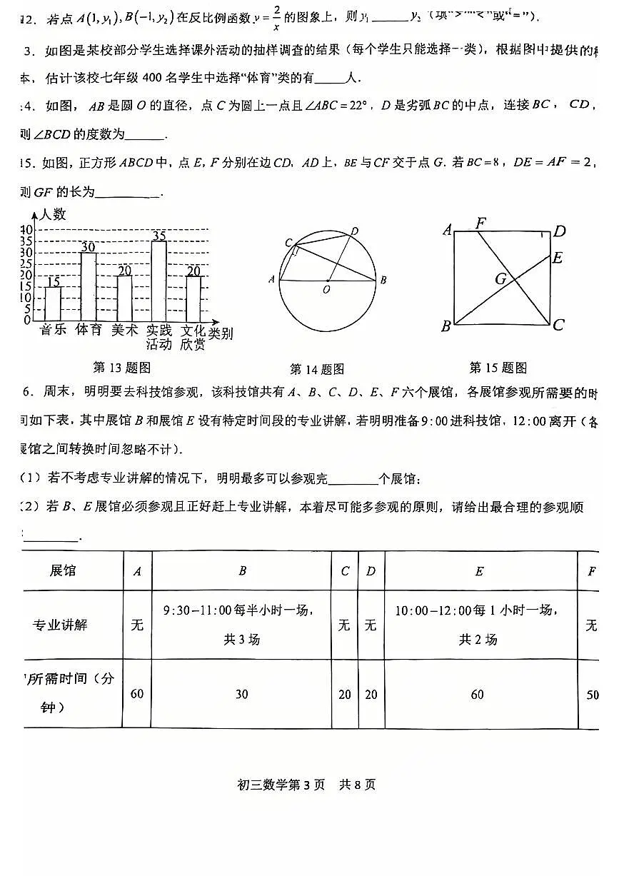 2025北京五十五中初三（下）期中真题数学 试卷第3页