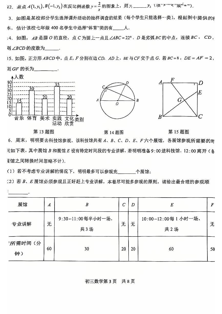 2025北京五十五中初三（下）期中真题数学 试卷第3页