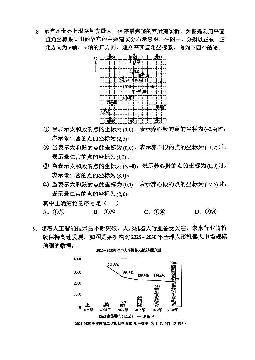 2025北京二中初一（下）期中真题数学试卷（无答案）第3页