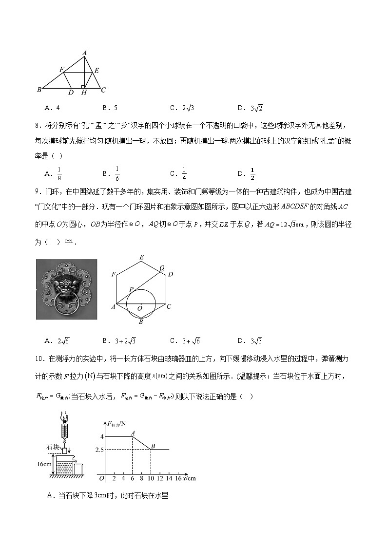 河南省驻马店市西平县2024届九年级下学期中考一模数学试卷(含解析)第2页