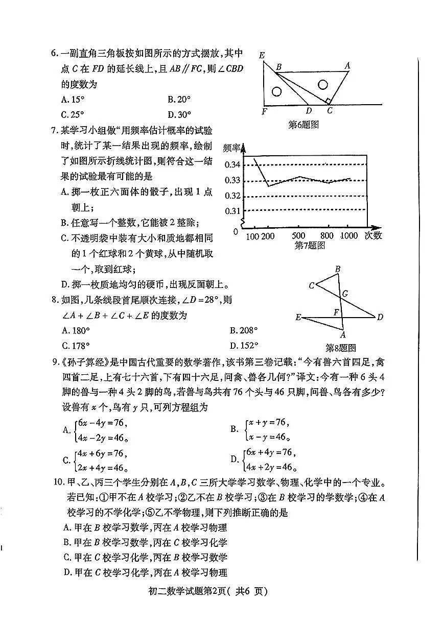山东省烟台市龙口区2024-2025学年八年级下数学期中试卷第2页