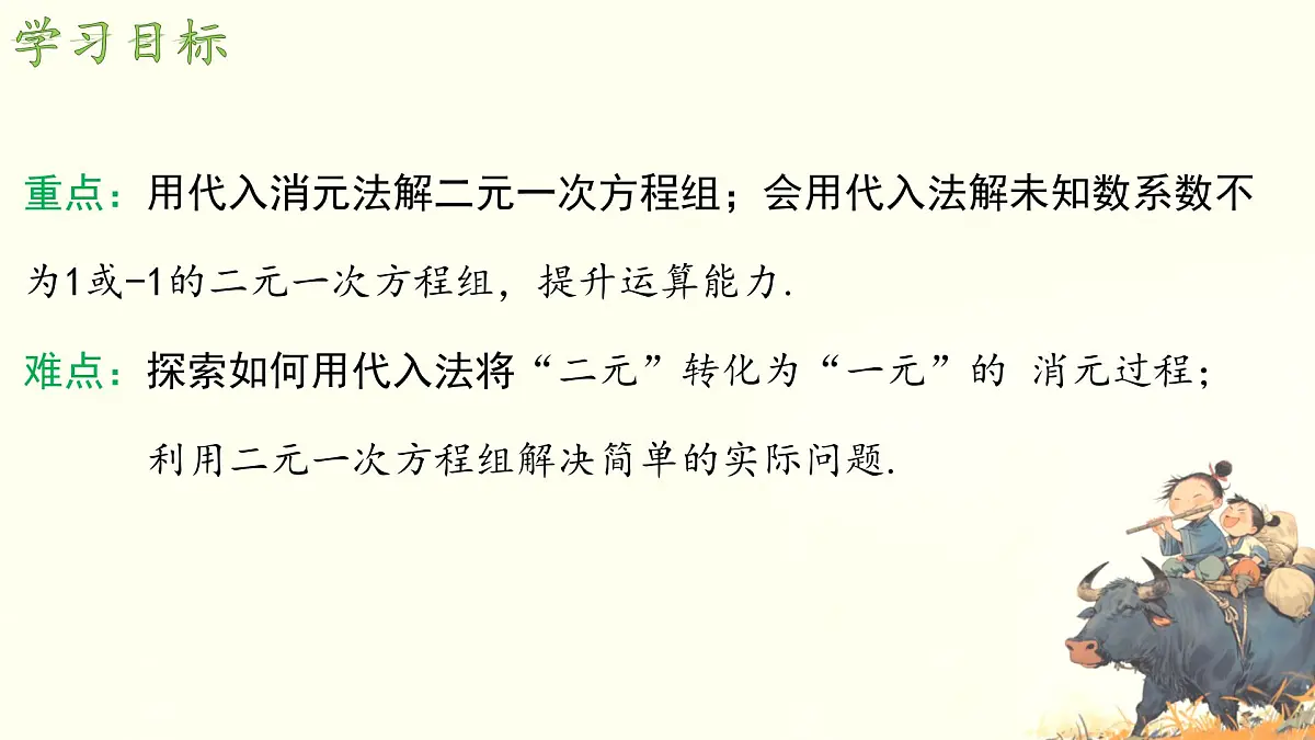 初中数学人教版（2024）七年级下册10.2.1代入消元法 课件第2页