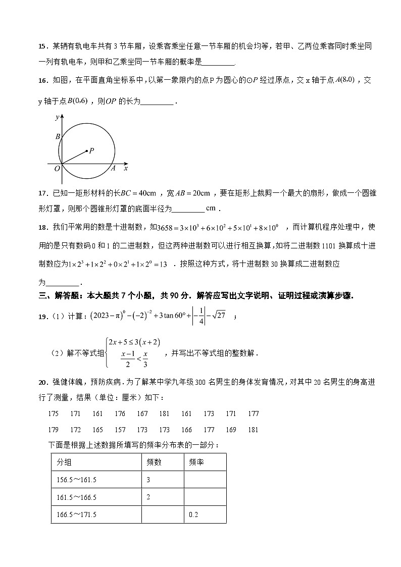 2025年四川省绵阳市九年级中考二模数学试题附答案第3页