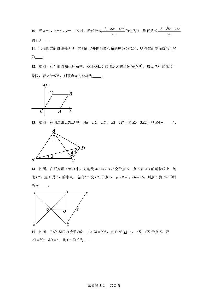 数学（江苏南京卷01）：2025届中考适应性考试模拟检测试题（二模）含解析第3页
