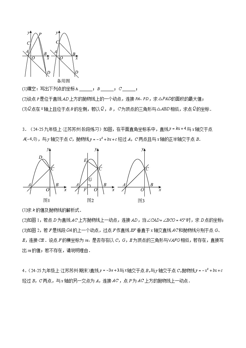 备战2025年中考数学压轴专项（江苏专用）压轴专题04二次函数（相似三角形问题）（学生版）第3页