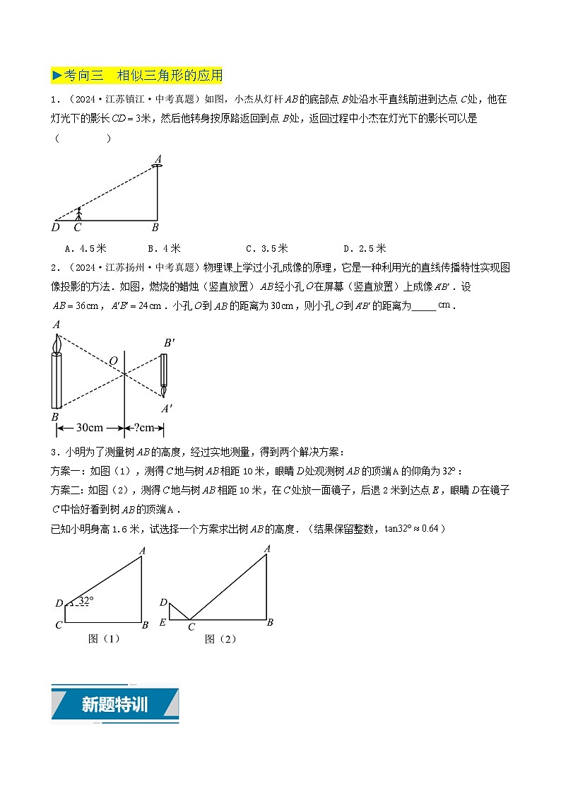 备战2025年中考数学真题汇编特训（江苏专用）专题13图形的相似（原卷版）第3页
