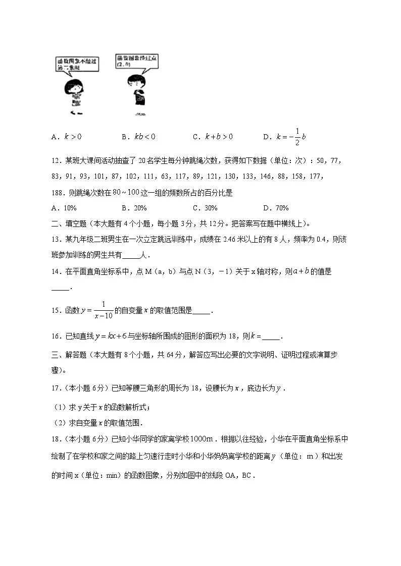 河北省唐山市遵化市2024-2025学年八年级下学期期中考试数学检测试卷（含答案）第3页