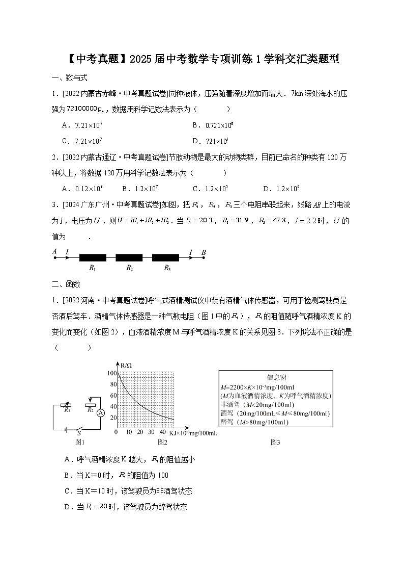 【中考真题】2025届中考数学专项训练1学科交汇类题型（含答案）第1页