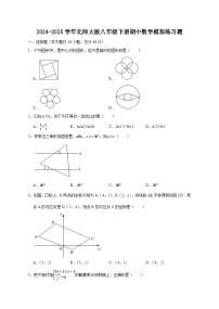 2024-2025学年北师大版八年级下册期中数学模拟练习题（含答案）