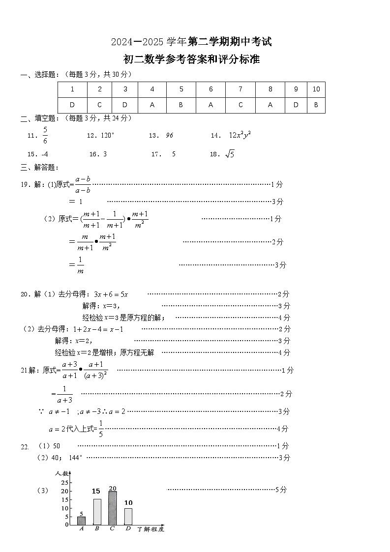 2024－2025学年第二学期期中考试答案第1页