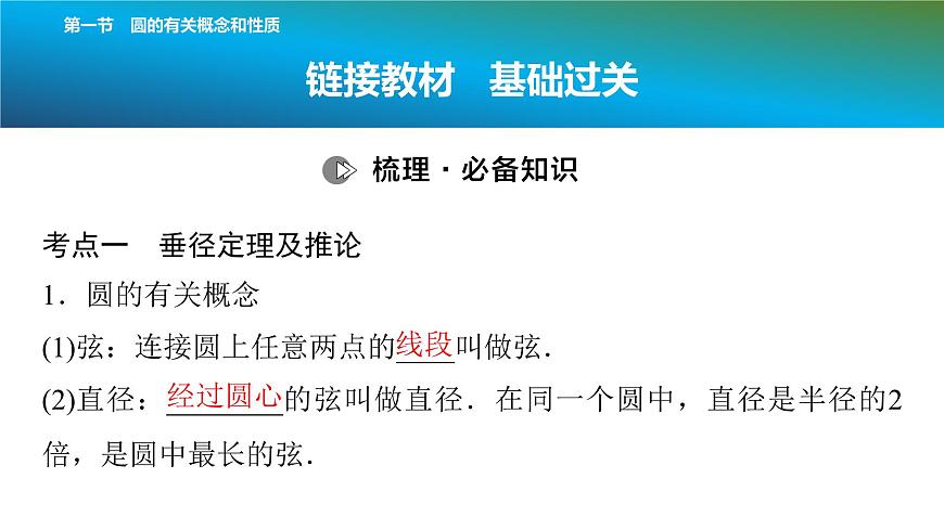 2025年中考数学总复习课件(山东省专用)33 第一部分   第六章 第一节 圆的有关概念和性质第6页