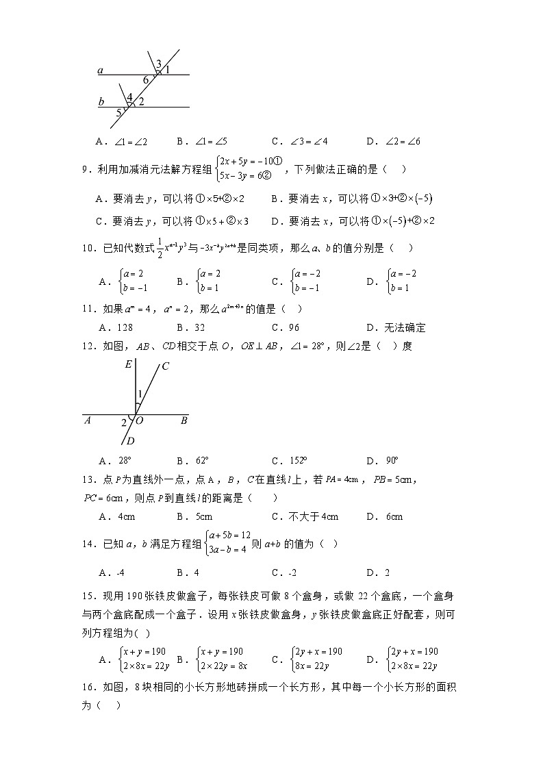 河北省石家庄市第六中学2024-2025学年七年级下学期4月期中 数学试题（含解析）第2页