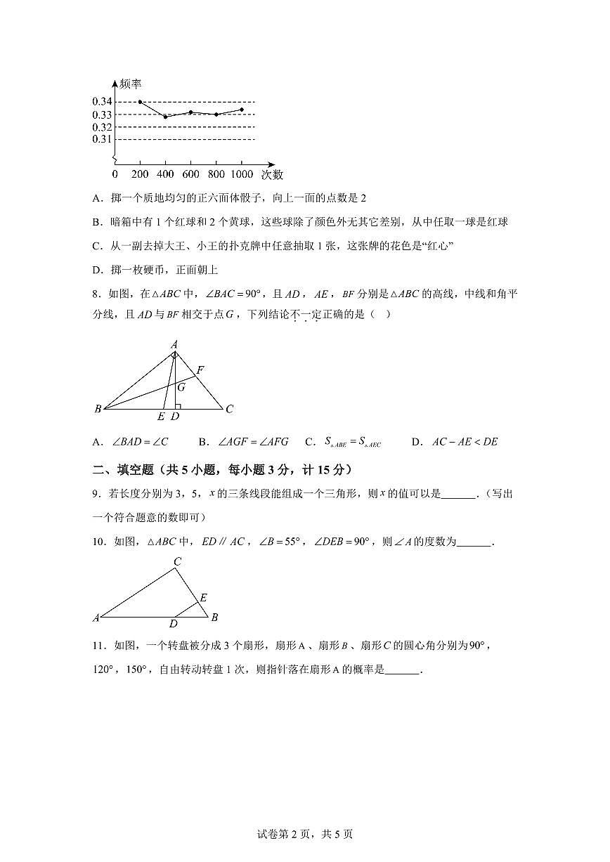 2024-2025学年陕西省咸阳市永寿县七年级下学期期中数学试题（含答案）第2页