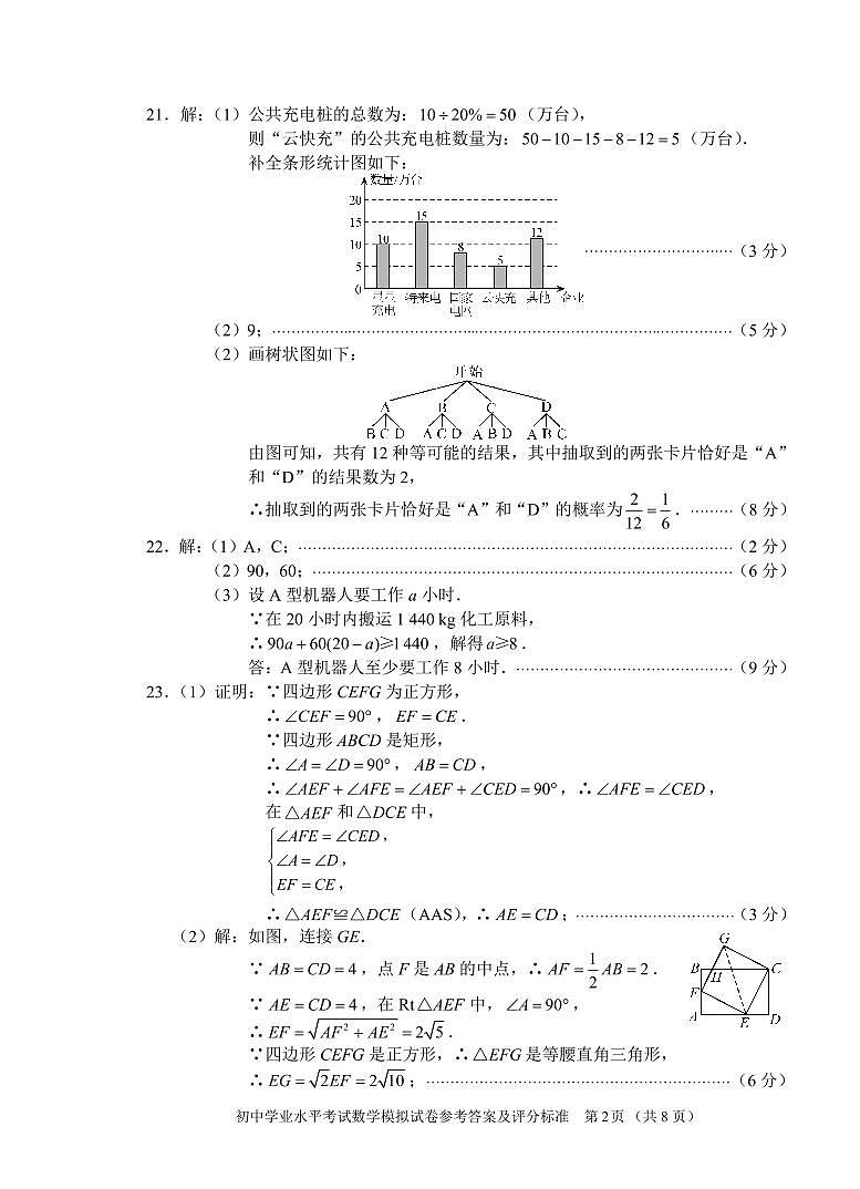 2025年长沙市初中学业水平考试模拟答案（1-5）第2页