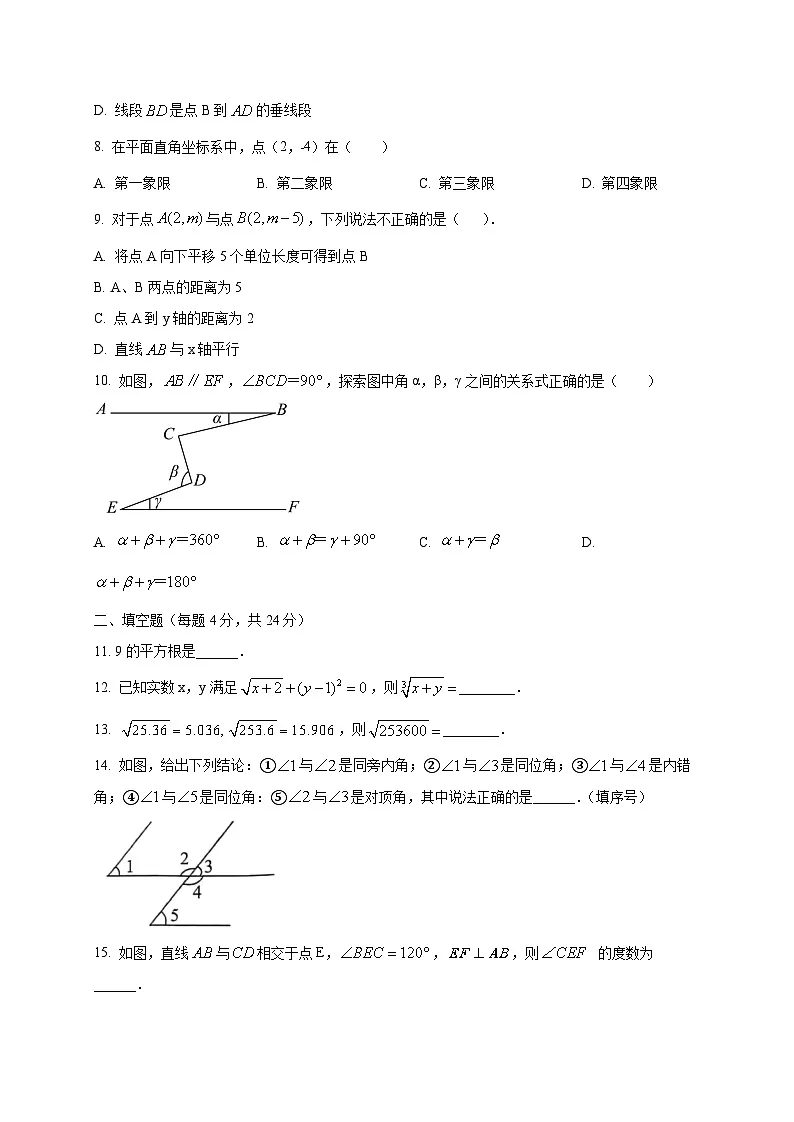 福建省厦门市翔安2024-2025学年下学期3月七年级数学月考卷（含答案）第2页