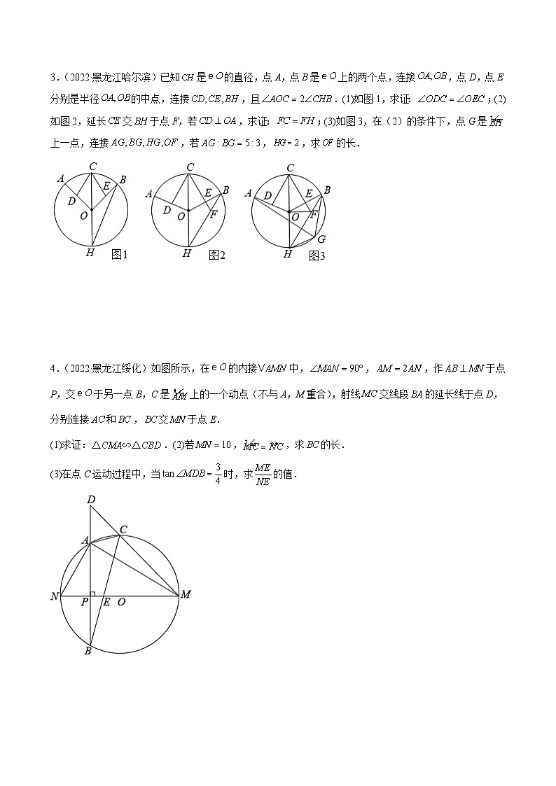 2022年中考数学真题分项汇编（全国通用）专题20与圆相关的压轴题（共19题）（原卷版）第3页
