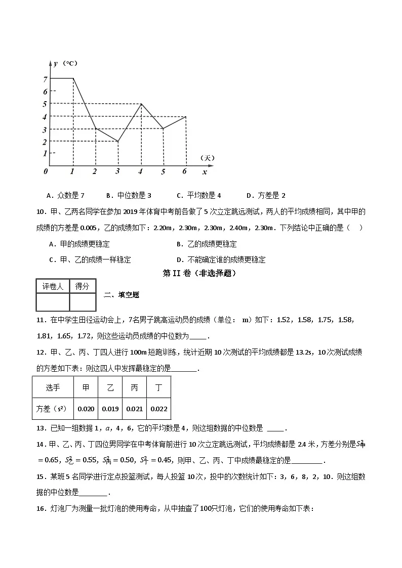 专题02 数据的分析单元过关【基础版】(原卷版） 第3页