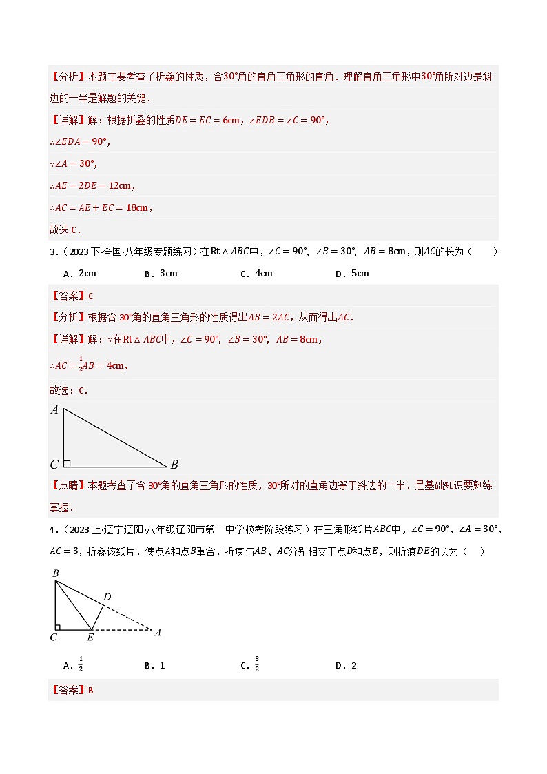 微专题03 含30°角直角三角形通关专练(解析版）第2页
