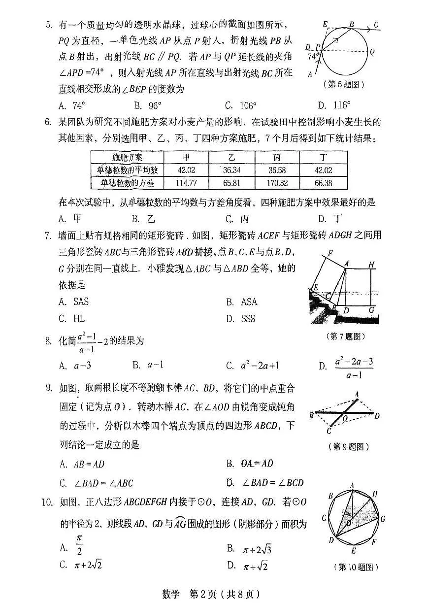 2025年山西省初中学业水平学情调研测试卷数学试卷（中考模拟）第2页