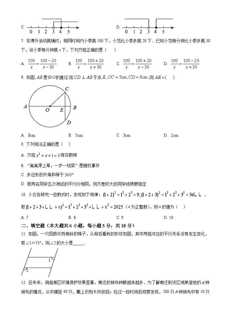 湖南省长沙市湖南师大附中部分学校2024-2025学年九年级下学期期中考试数学试题 （原卷版+解析版）第2页