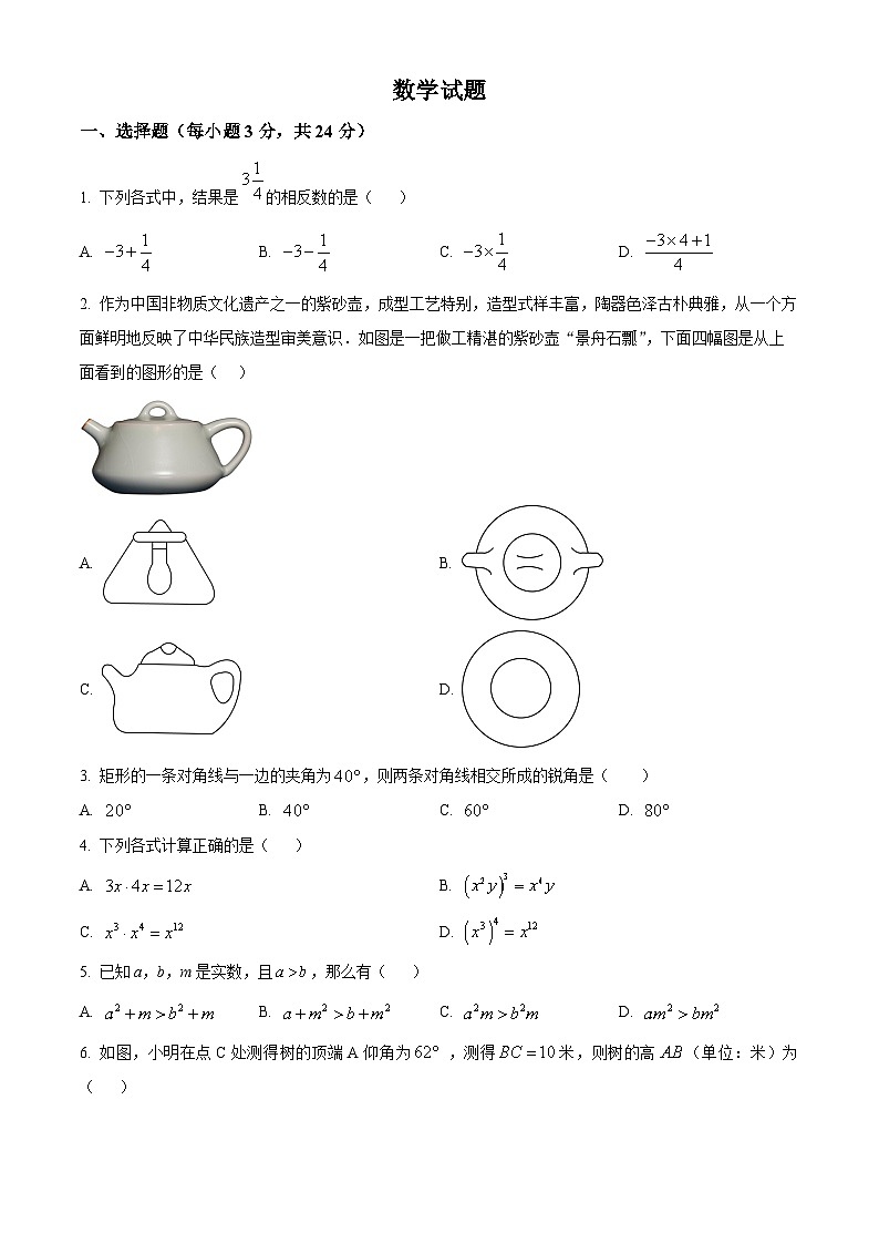 吉林省长春市第一〇八学校2024-2025学年九年级下学期第一次月考数学试题（原卷版+解析版）第1页