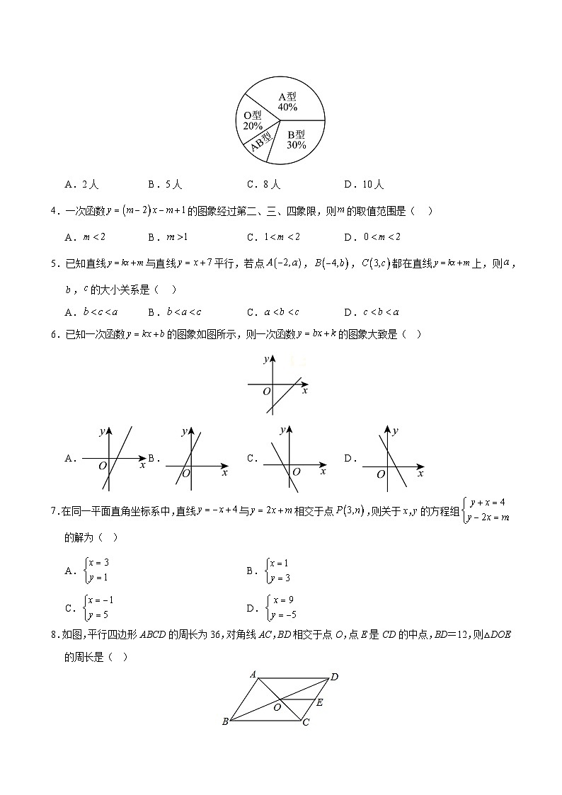 八年级数学月考卷【测试范围：八下第18~22.2章】（考试版）（冀教版）第2页
