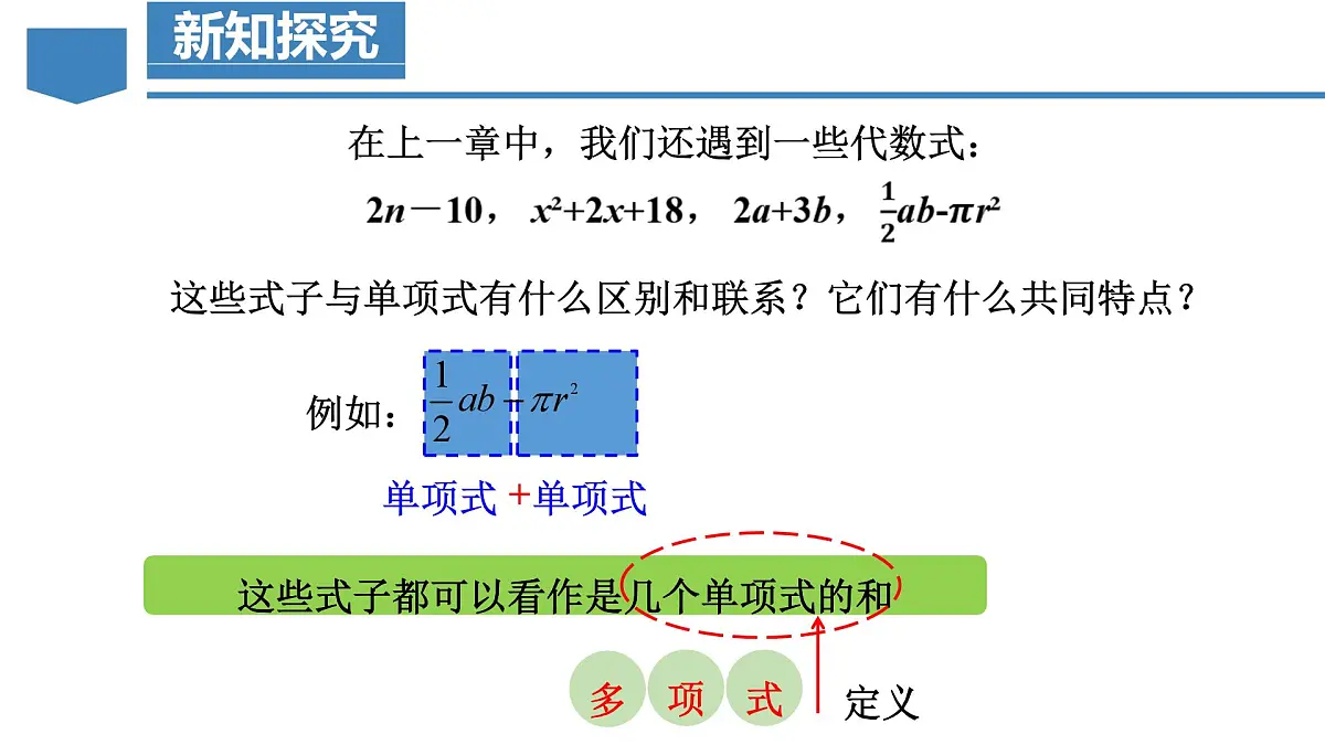 人教版2024数学七年级上册 4.1.2 多项式 PPT课件第7页