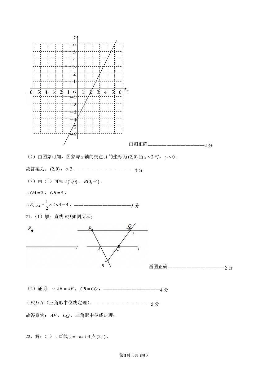 首都师大附中2024－2025学年第二学期期中练习 初二数学参考答案第3页