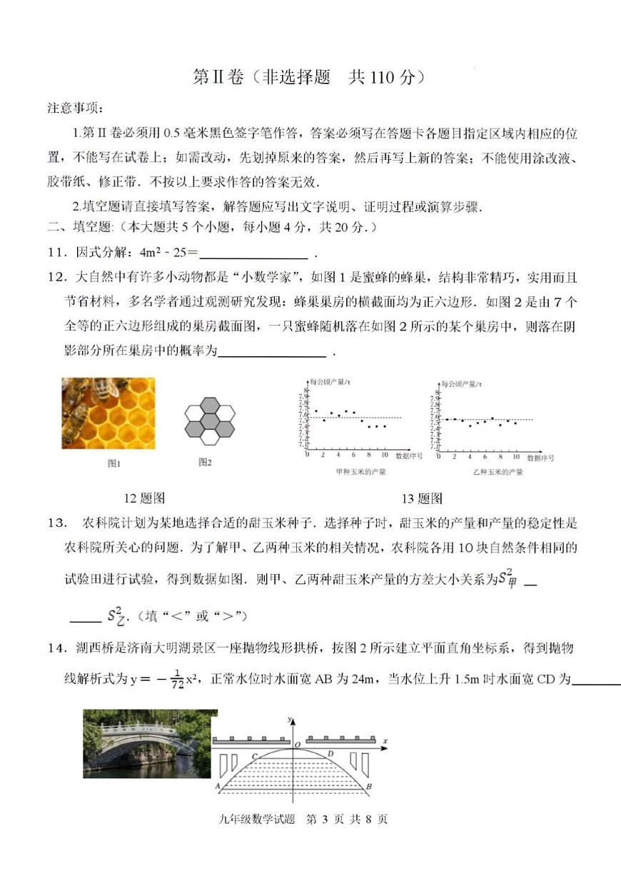 2025年济南市高新区初三数学二模试题及其答案解析第3页