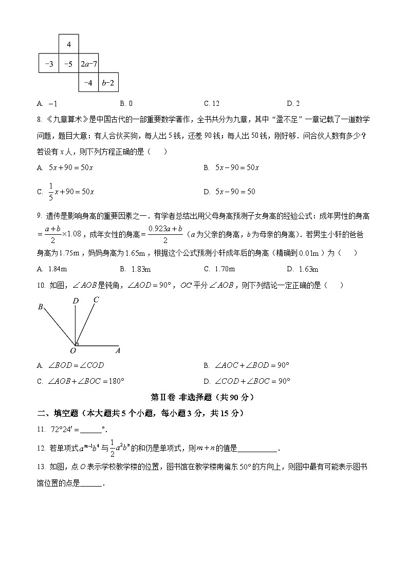 山西省大同市天镇县部分学校2024-2025学年七年级上学期期末数学试卷（原卷版+解析版）第3页