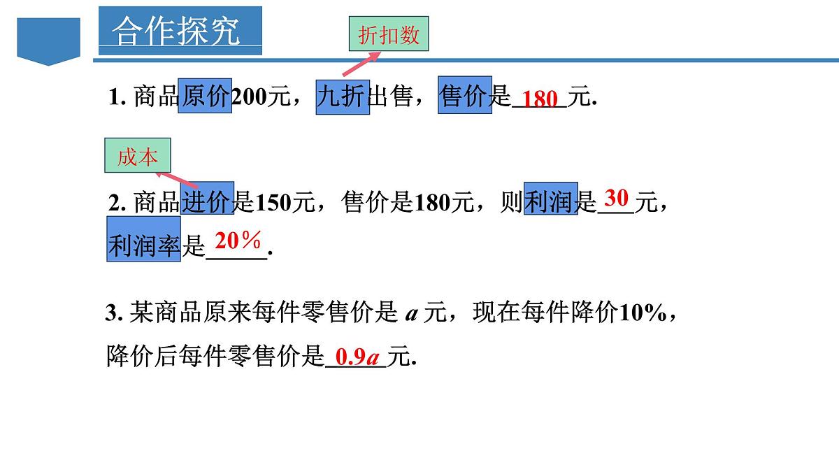 5.3 实际问题与一元一次方程（第2课时 销售中的盈亏问题）课件2024-2025学年人教版数学七年级上册第4页