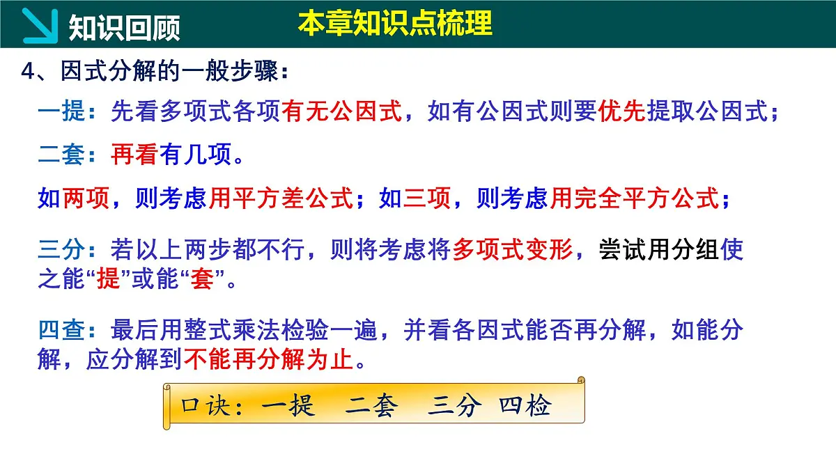 第九章+因式分解（单元复习课件） 2025学年七年级数学下册同步精品课堂（冀教版2024）第8页