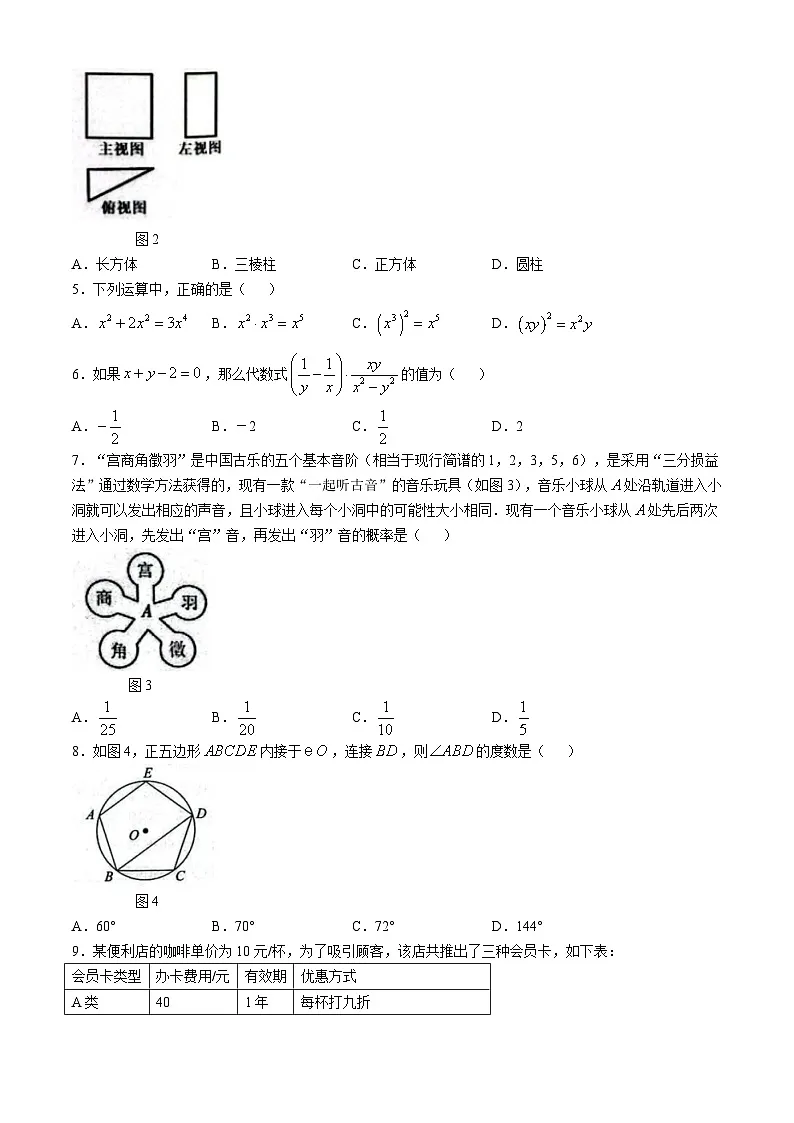 2025年山东省菏泽市牡丹区二模数学试题 （中考模拟）第2页