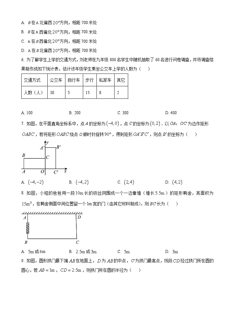 2025年河南省许昌市襄城县中考二模数学试题（原卷版）第2页