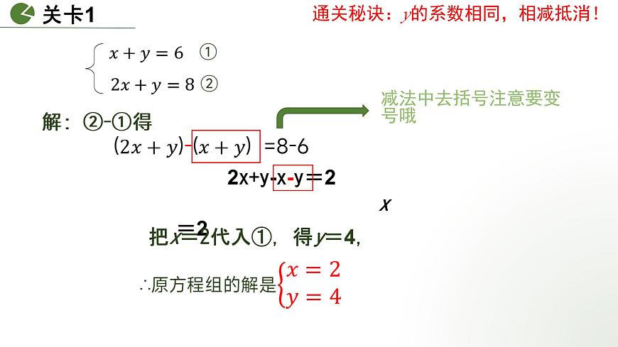 10.2.2 用加减消元法解二元一次方程组　课件　 2024-2025学年人教版七年级数学下册第6页