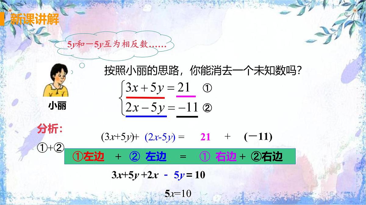 10.2 消元-解二元一次方程组课时2 加减消元法课件2024-2025学年人教版七年级数学下册第6页