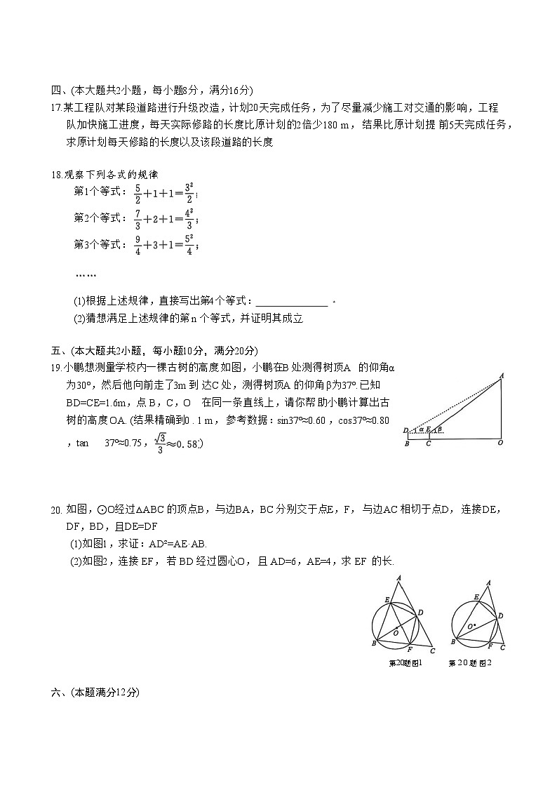 安徽省淮北市五校2025届九年级下学期中考一模数学试卷(含解析)第3页