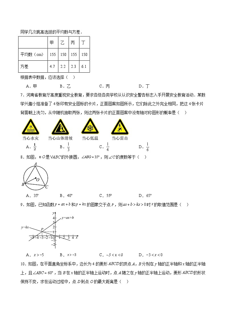 河南省十二县一区2024届九年级下学期中考二模数学试卷(含答案)第2页