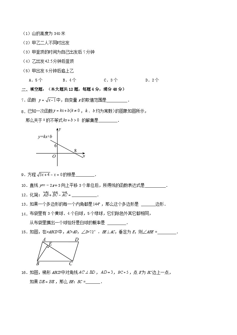 上海市宝山区2024-2025学年八年级下学期期末复习数学试题第2页