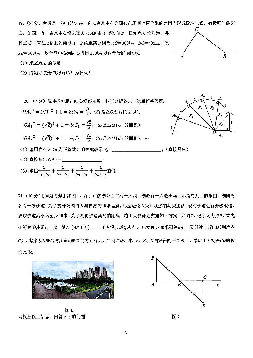 广东省深圳市深圳外国语学校2023-2024学年七年级下学期期末数学试题第3页