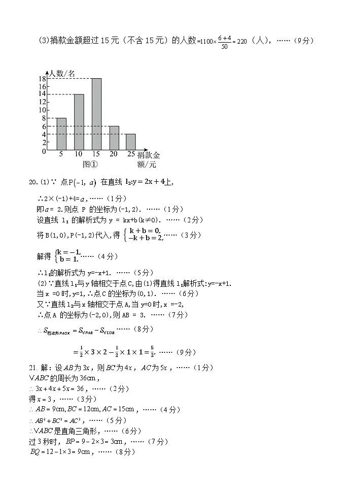 2023-2024学年第二学期肇庆地区八年级数学参考答案及评分标准第2页