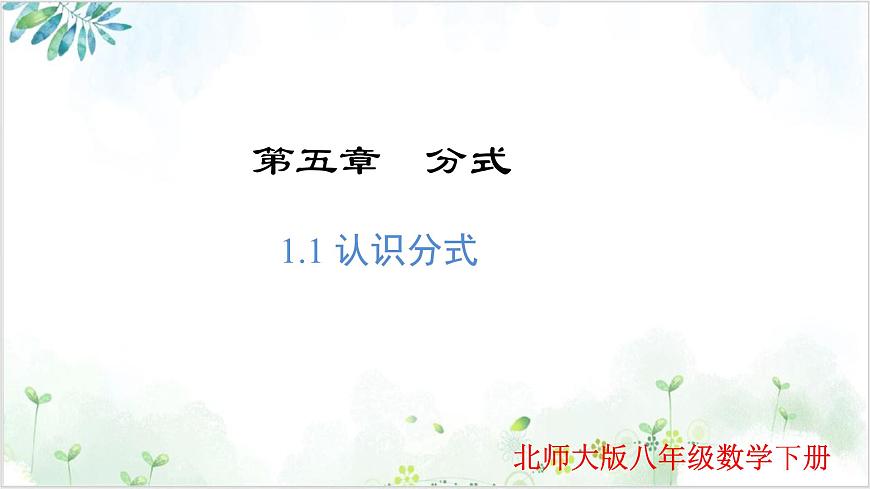 北师大版八年级下册数学课件5.1.1 认识分式（同步课件）第1页