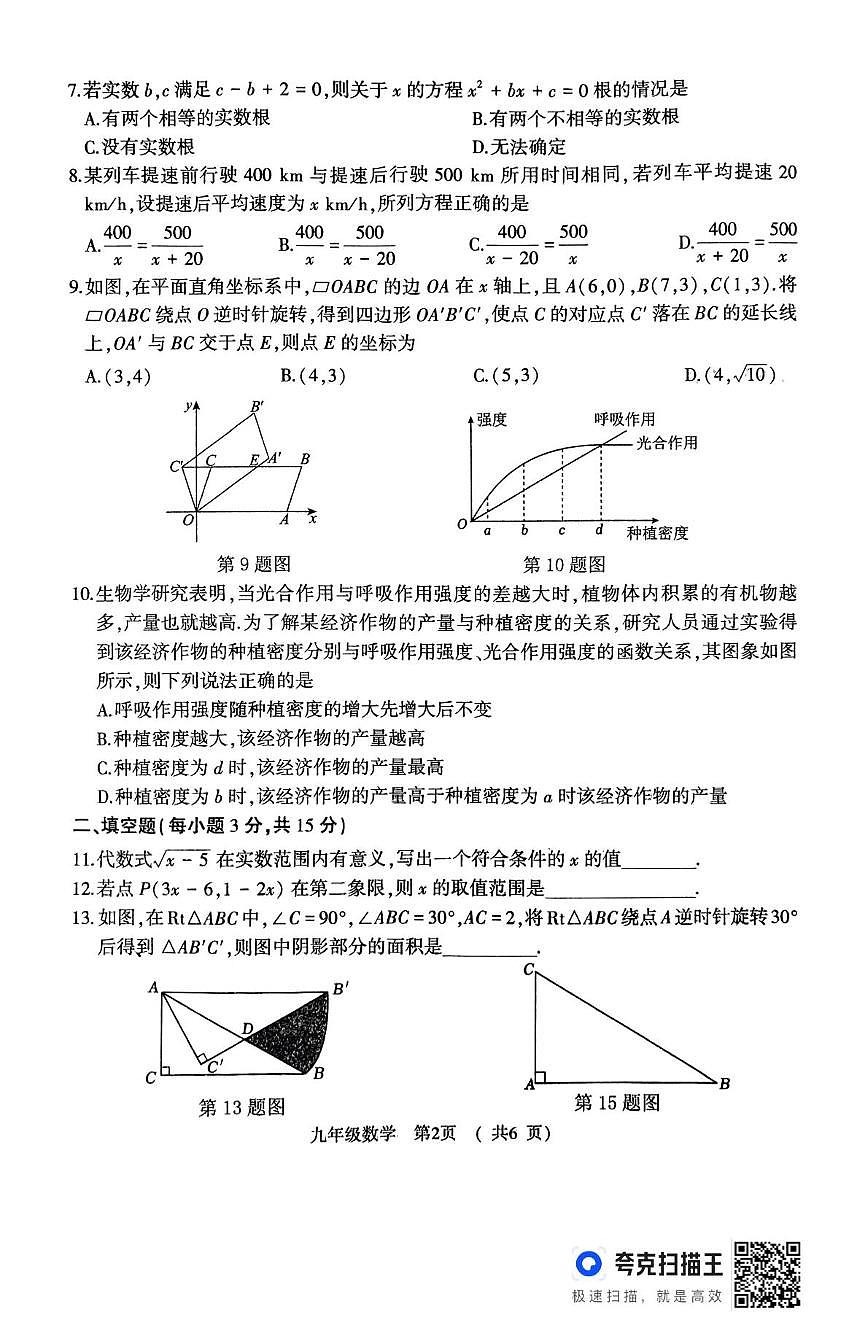 2025年河南省驻马店市驿城区部分初中联考一模数学试题（中考模拟）第2页