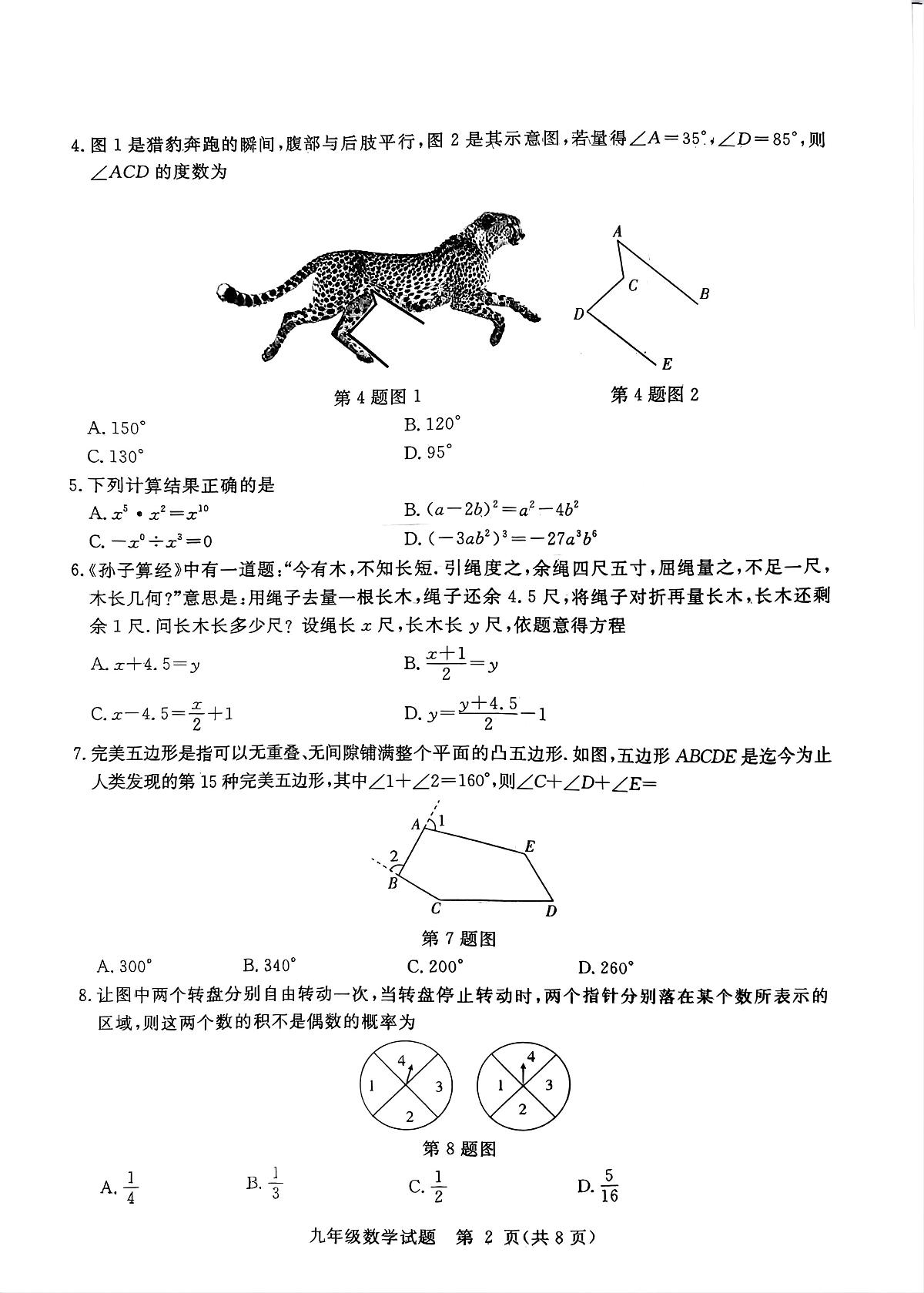 2025年山东省聊城市高唐县二模数学试题（中考模拟）第2页