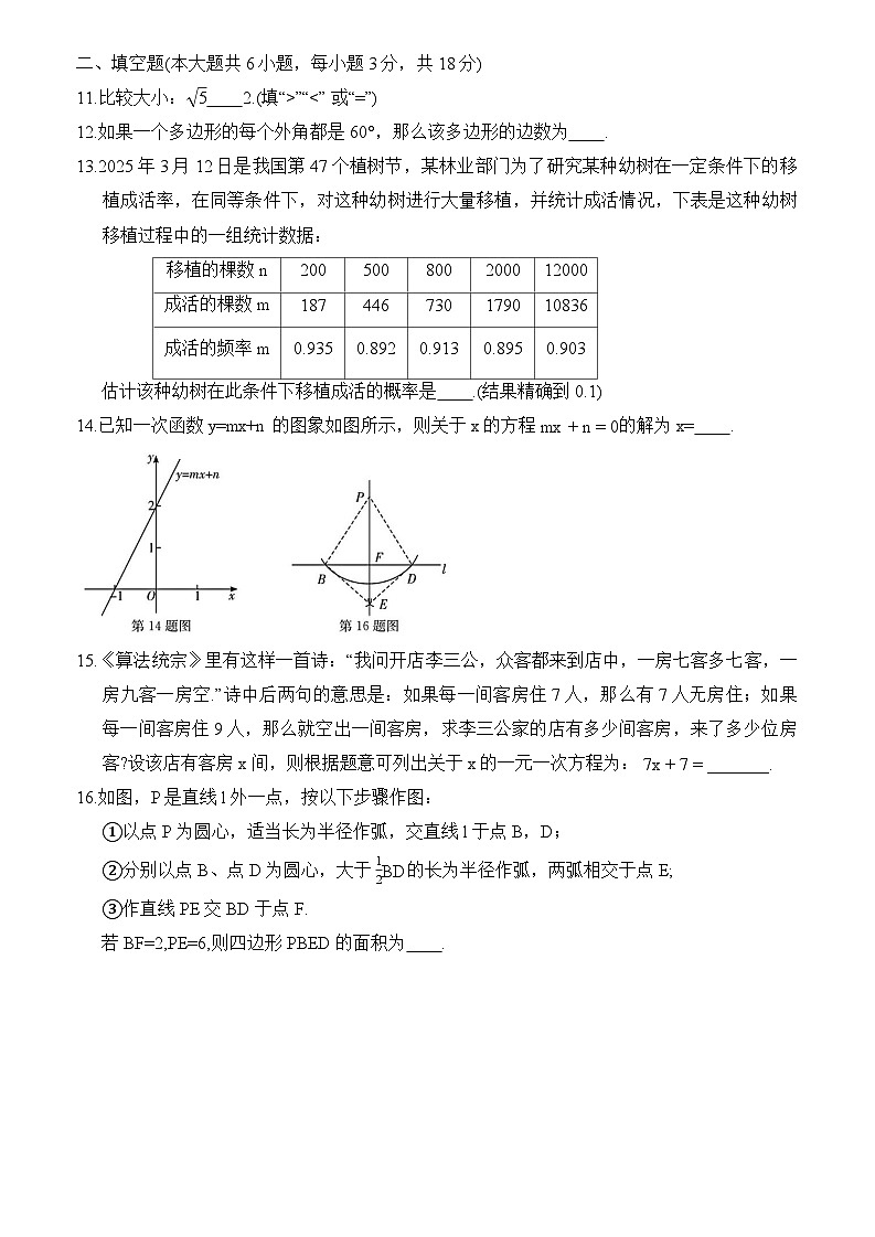 湖南省长沙市湖南师大附中集团2025届中考二模 数学试题第3页