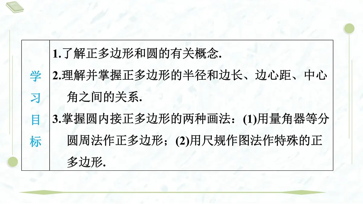 2025年春华师版九年级下册数学上课课件（福建专用）27.4 正多边形和圆第3页