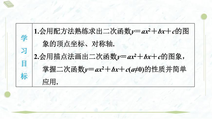 2025年春华师版九年级下册数学上课课件（福建专用）26.2.2.4  二次函数y＝ax2＋bx＋c的图象与性质第3页