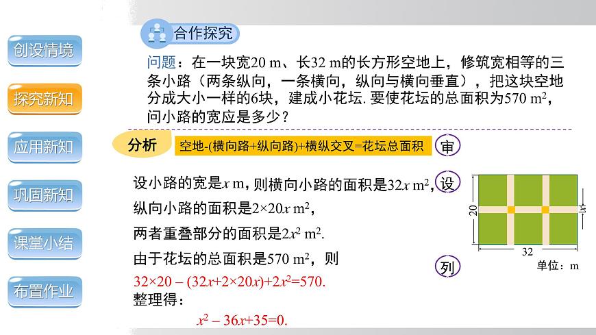 2025年春沪科版八年级下册数学上课课件（安徽专用）17.5.1  一元二次方程的应用（面积问题）第4页