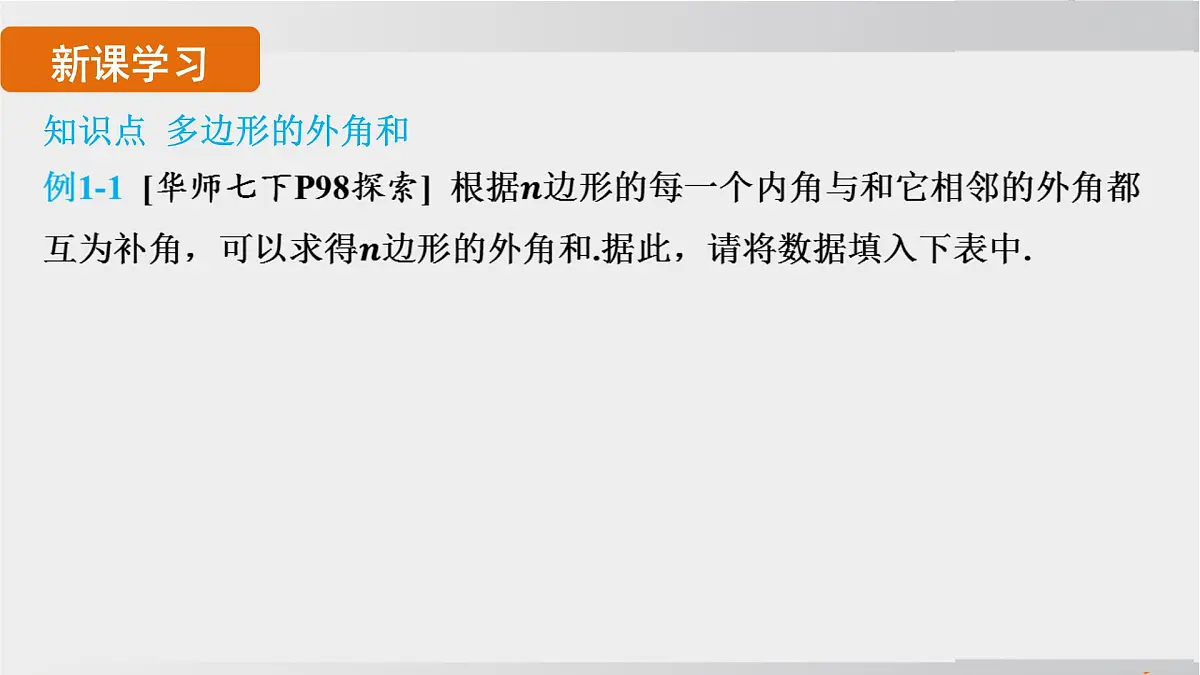 2025年春华师版七年级下册数学上课课件（福建专用）8.2 多边形的内角和与外角和-第2课时 多边形的外角和第3页