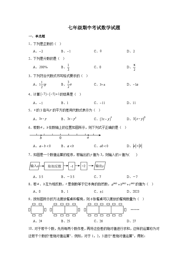 重庆市兼善中学2024-2025学年上学期七年级期中考试 数学试题第1页